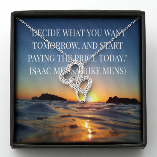 IKE MENS QUOTE DOUBLE HEART NECKLACE
