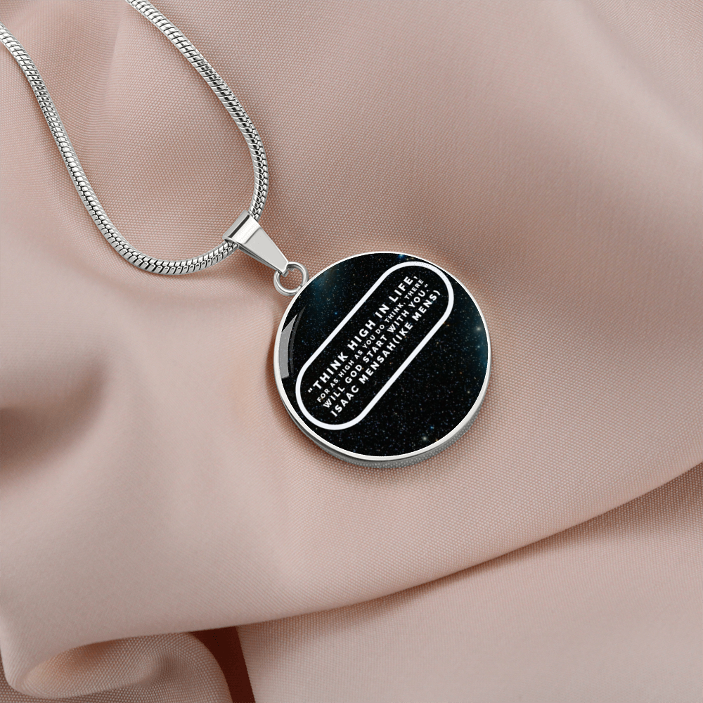 IKE MENS QUOTE CIRCLE PENDANT JEWELRY