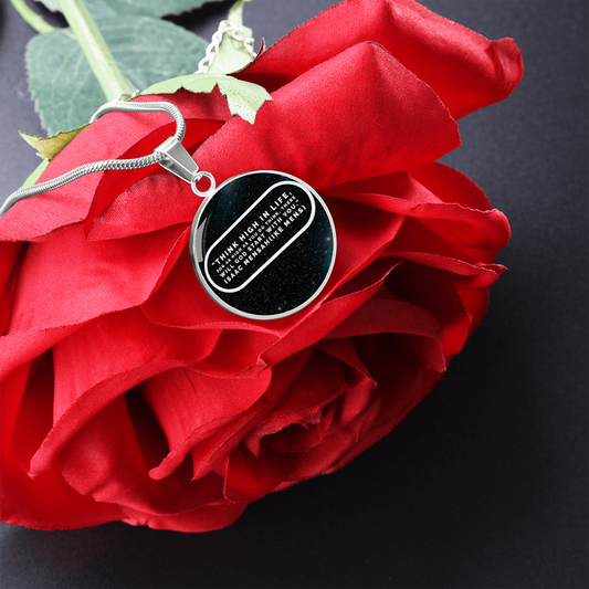 IKE MENS QUOTE CIRCLE PENDANT JEWELRY