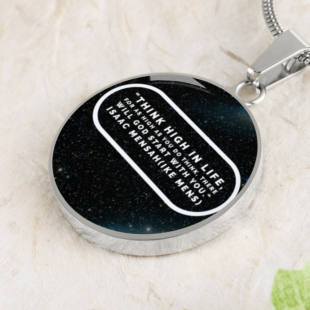 IKE MENS QUOTE CIRCLE PENDANT JEWELRY