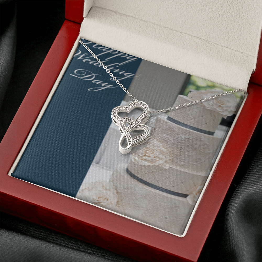 Happy Wedding Day Double Hearts Necklace
