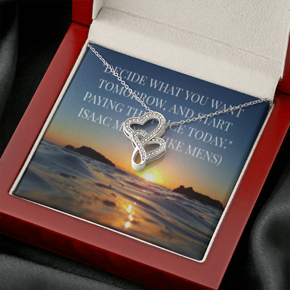 IKE MENS QUOTE DOUBLE HEART NECKLACE