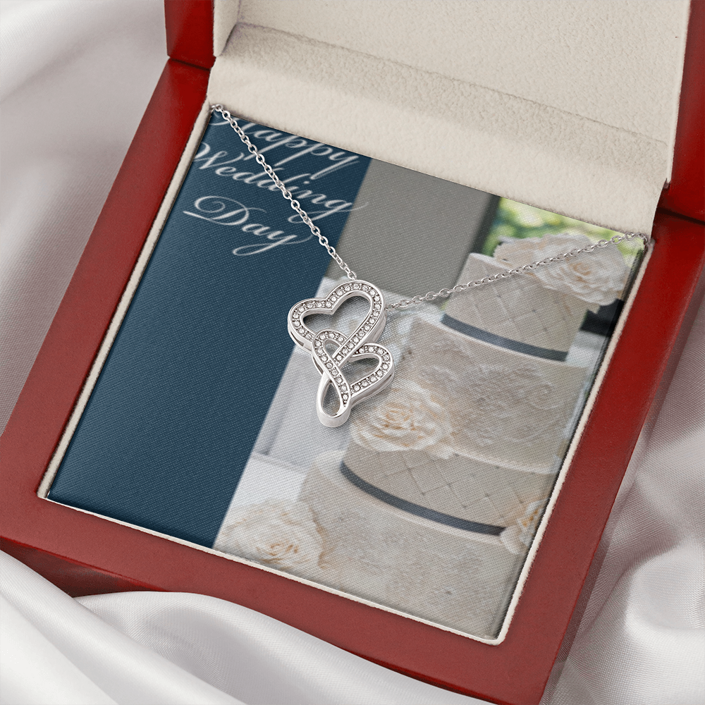 Happy Wedding Day Double Hearts Necklace