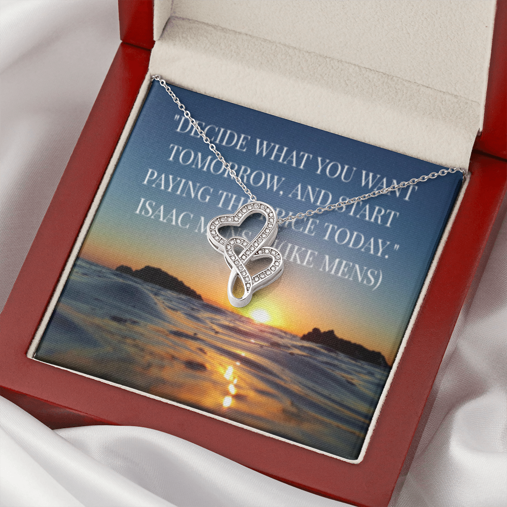 IKE MENS QUOTE DOUBLE HEART NECKLACE