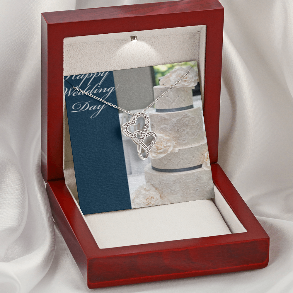 Happy Wedding Day Double Hearts Necklace