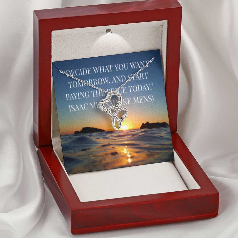 IKE MENS QUOTE DOUBLE HEART NECKLACE