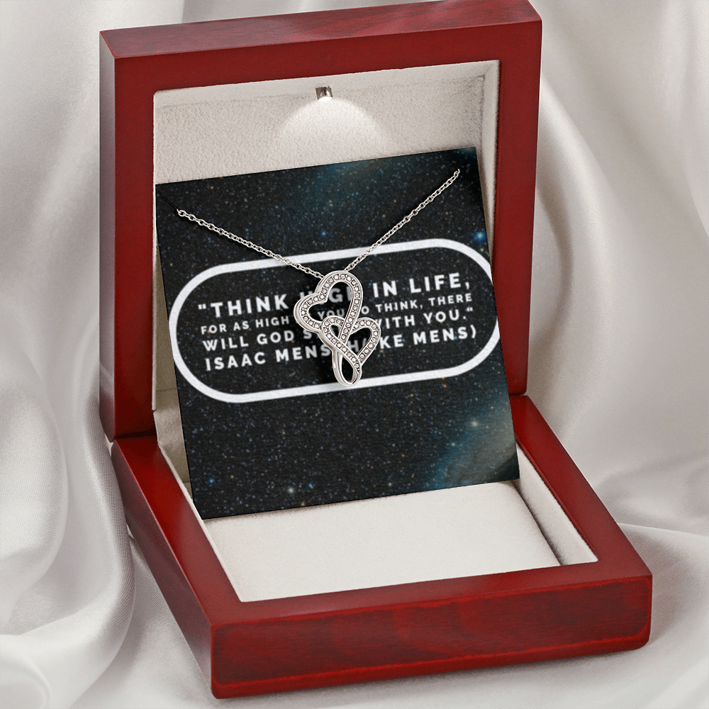 IKE MENS QUOTE DOUBLE HEART NECKLACE