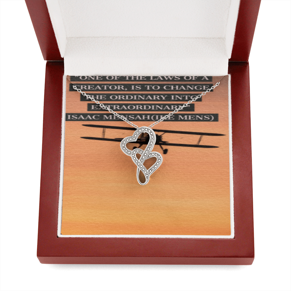 IKE MENS Quote Double Hearts Necklace!