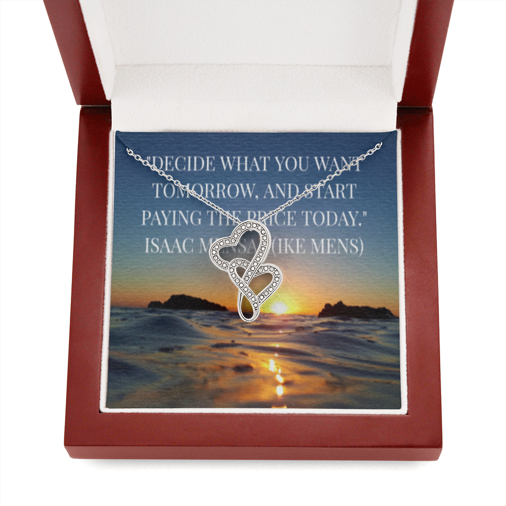 IKE MENS QUOTE DOUBLE HEART NECKLACE
