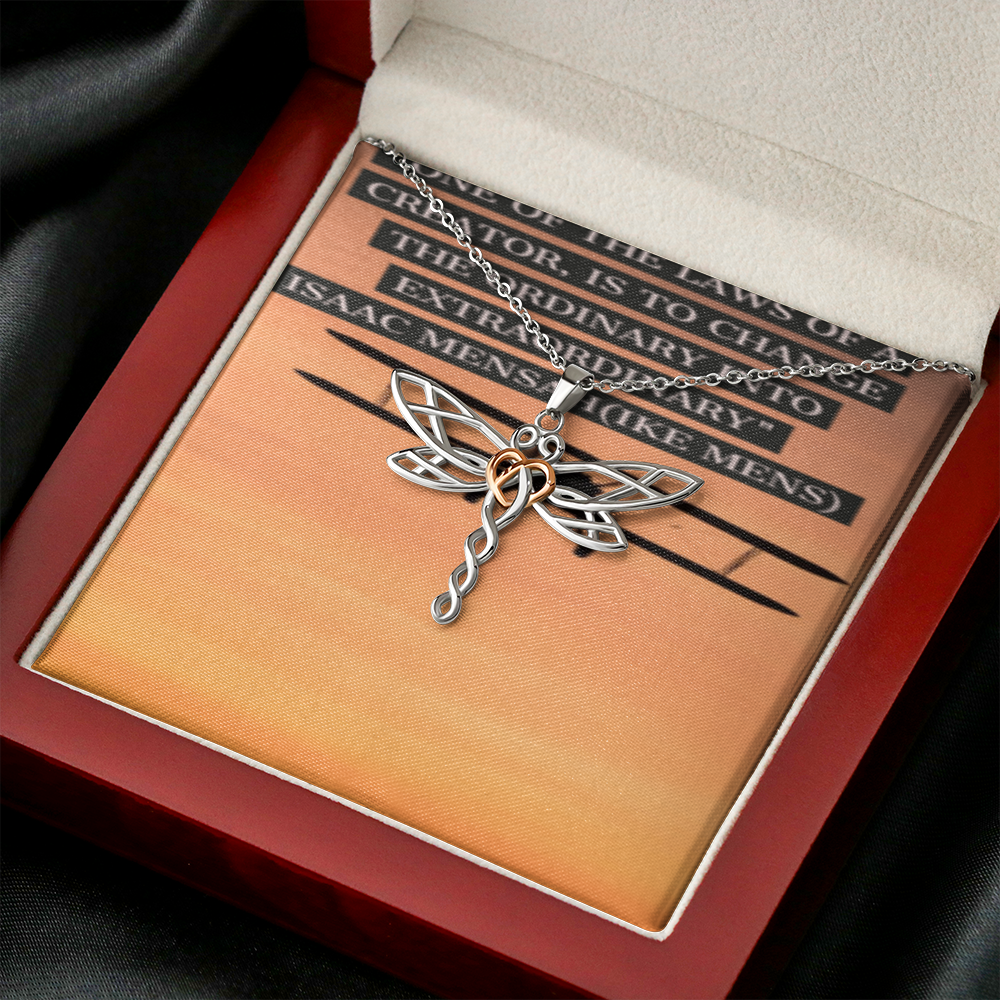 IKE MENS Quote Dragon Butterfly Necklace