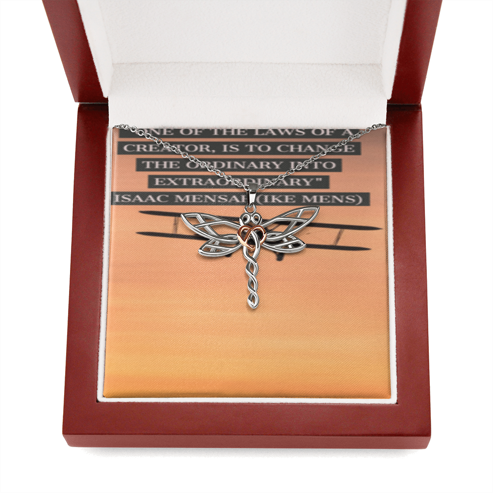 IKE MENS Quote Dragon Butterfly Necklace
