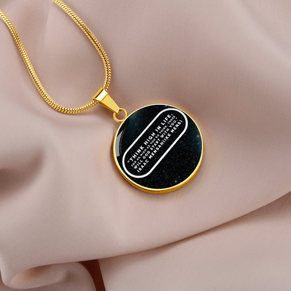 IKE MENS Quote Circle Pendant Necklace