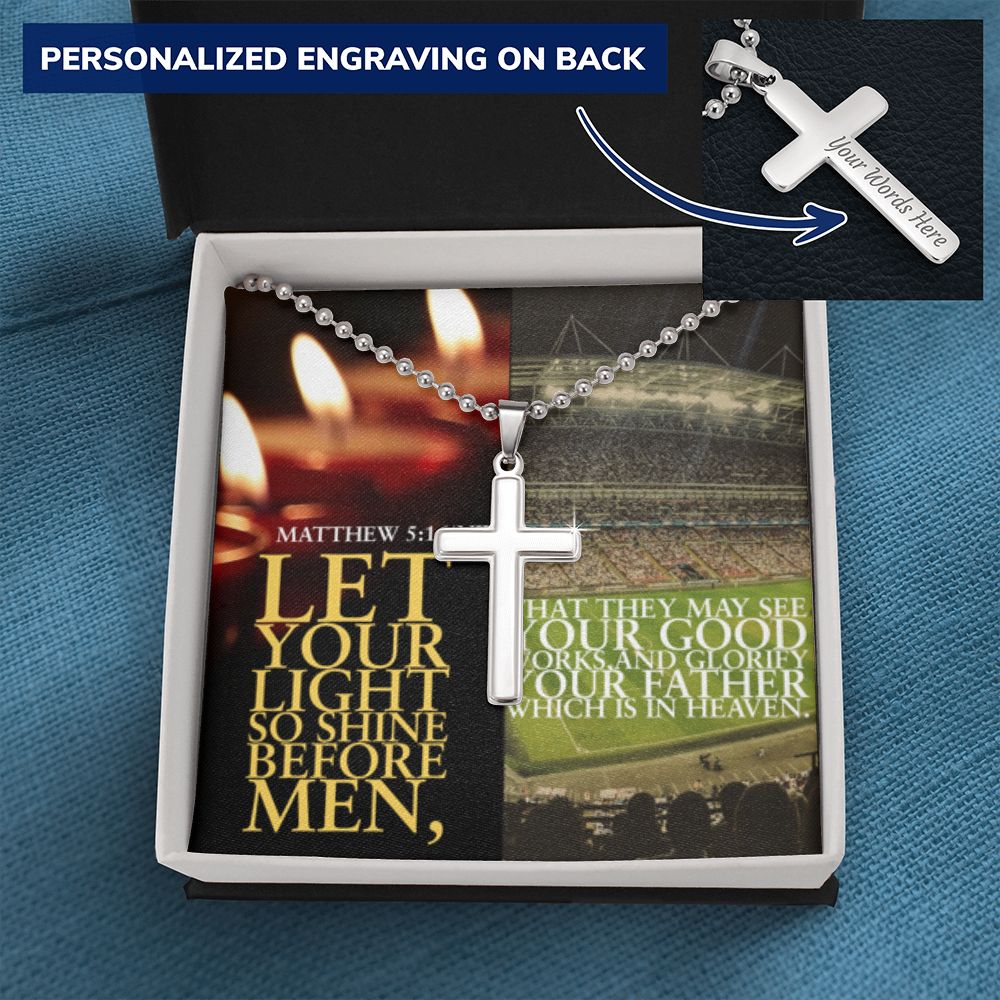 IKE MENS SCRIPTURE COLLAGE CROSS NECKLACE
