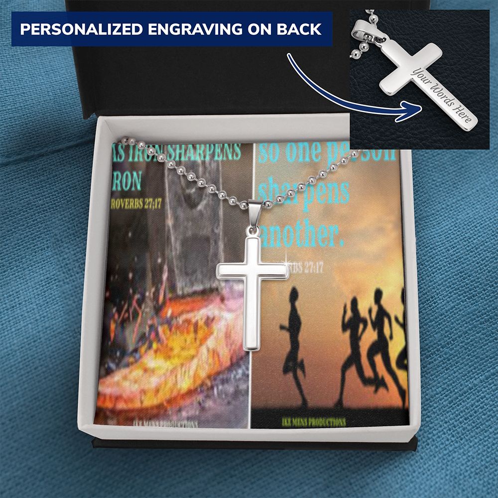 IKE MENS SCRIPTURE COLLAGE CROSS NECKLACE
