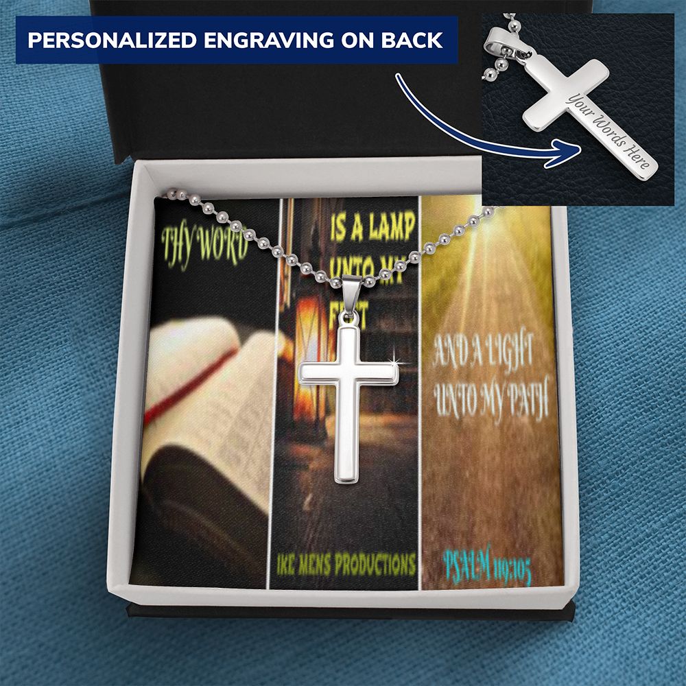 IKE MENS SCRIPTURE COLLAGE CROSS NECKLACE