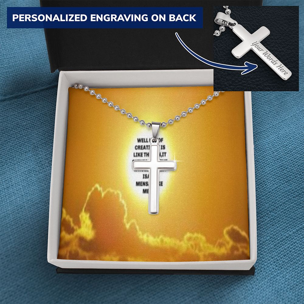 CROSS NECKLACE WITH IKE MENS QUOTE