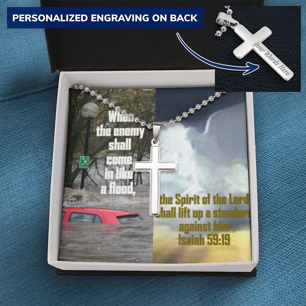 IKE MENS SCRIPTURE COLLAGE CROSS NECKLACE Two