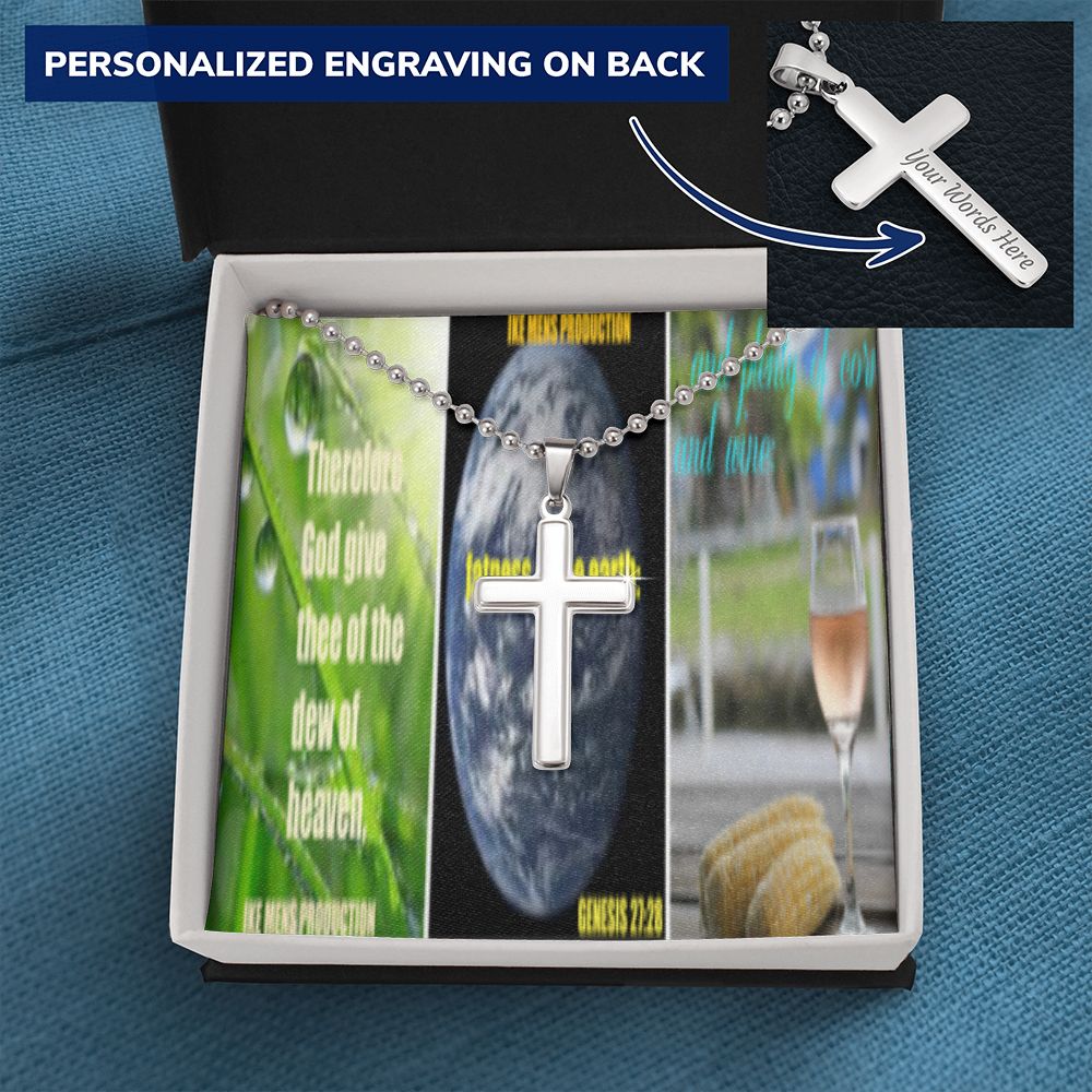 IKE MENS Scripture Collage Cross Necklace