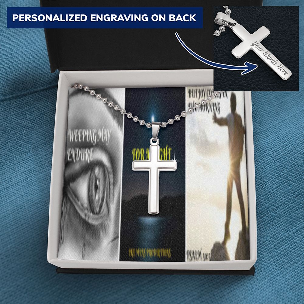 IKE MENS SCRIPTURE COLLAGE CROSS NECKLACE