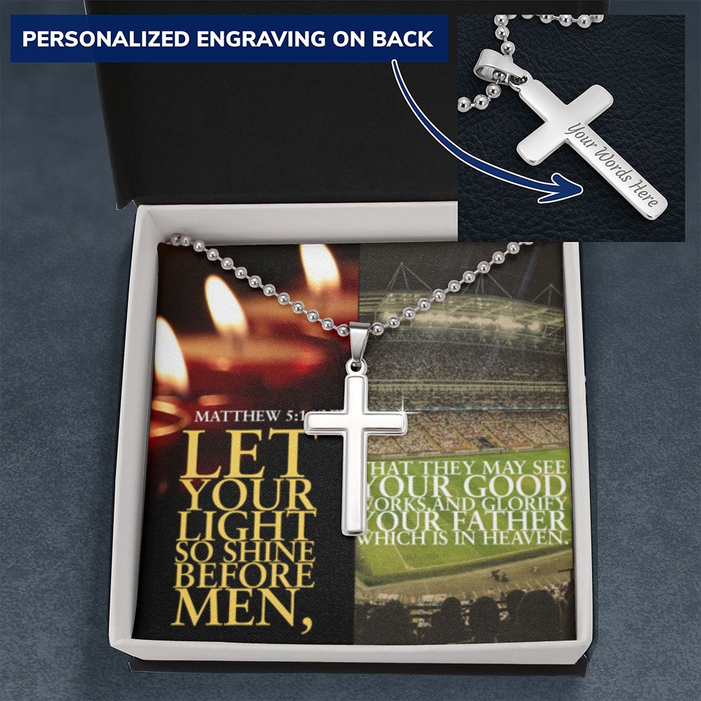 IKE MENS SCRIPTURE COLLAGE CROSS NECKLACE