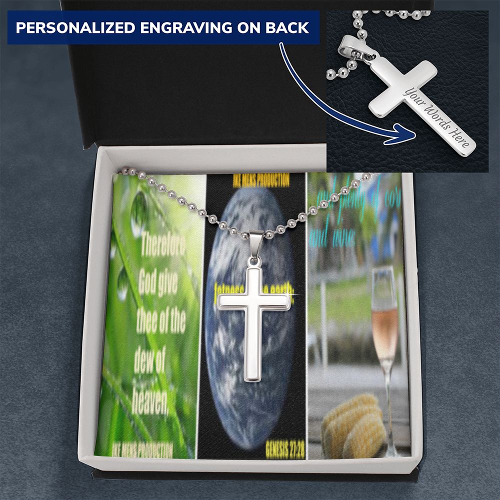 IKE MENS Scripture Collage Cross Necklace
