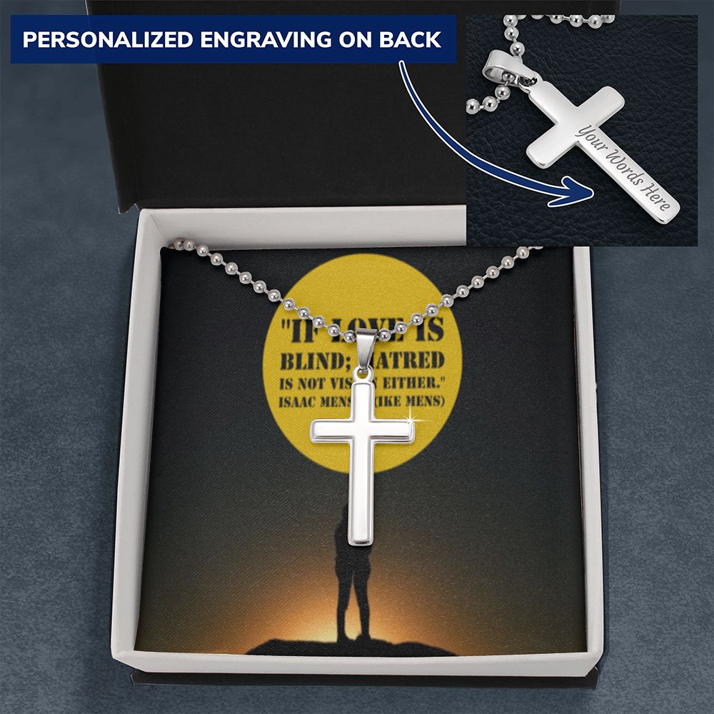CROSS NECKLACE WITH IKE MENS QUOTE