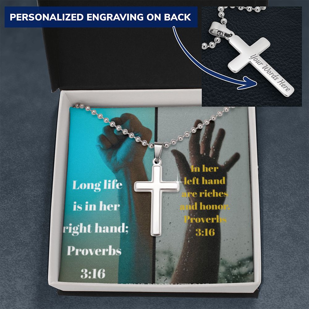 IKE MENS SCRIPTURE COLLAGE CROSS NECKLACE