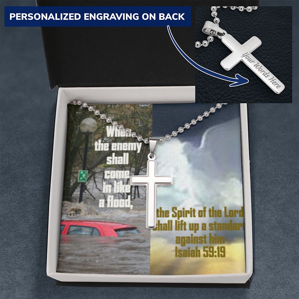 IKE MENS SCRIPTURE COLLAGE CROSS NECKLACE Two