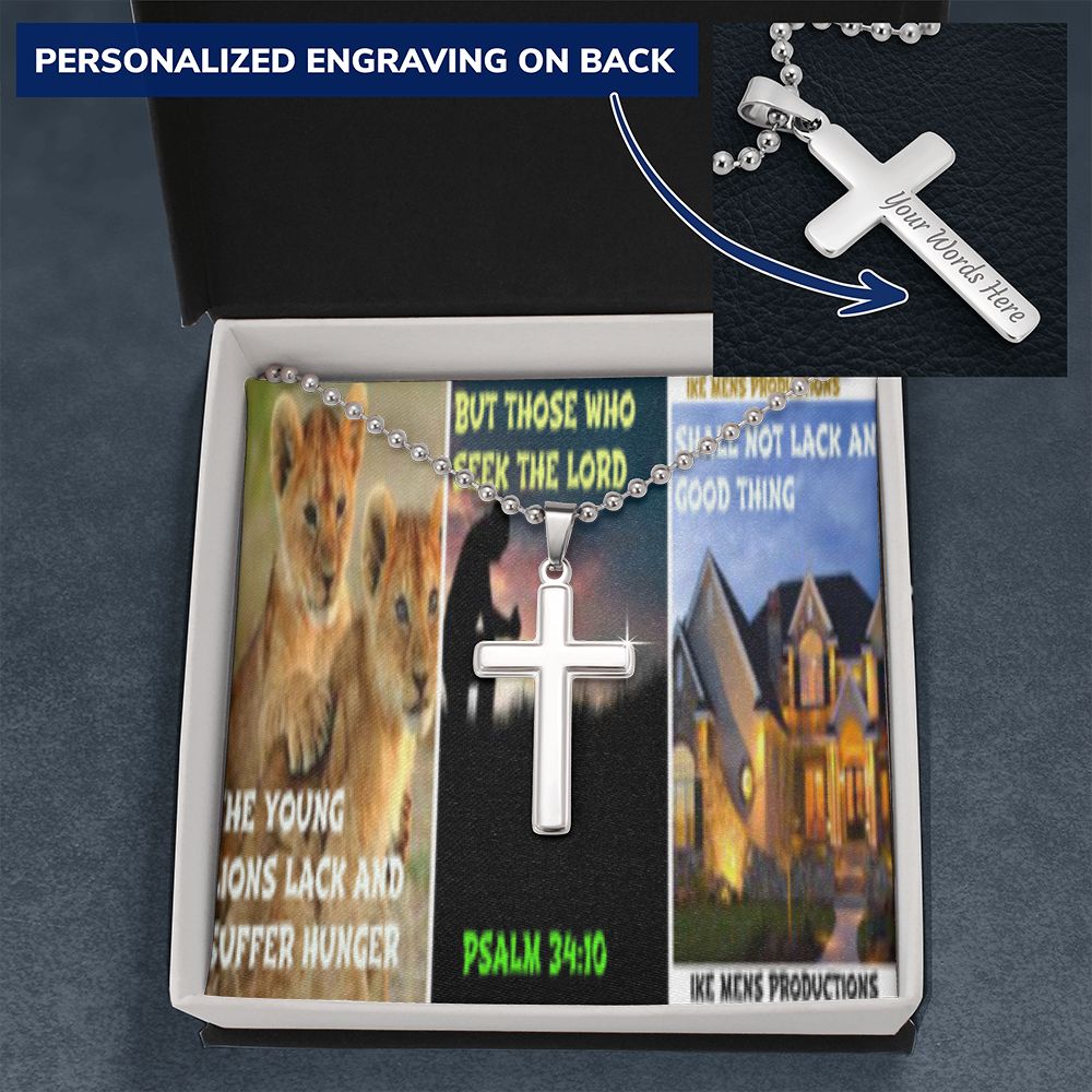 IKE MENS SCRIPTURE COLLAGE CROSS NECKLACE