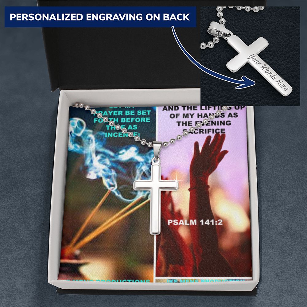 IKE MENS SCRIPTURE COLLAGE CROSS NECKLACE
