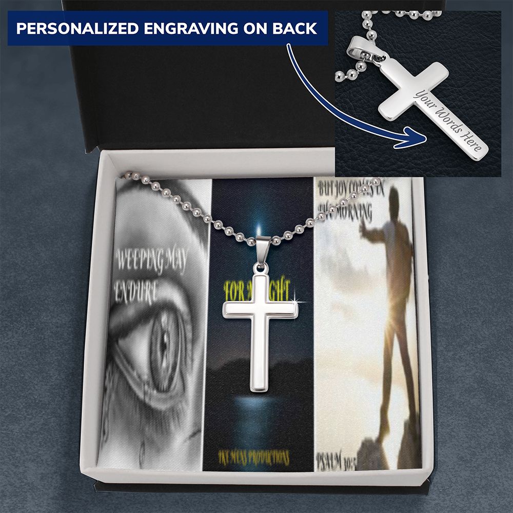 IKE MENS SCRIPTURE COLLAGE CROSS NECKLACE
