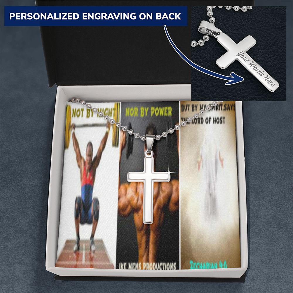 IKE MENS SCRIPTURE COLLAGE CROSS NECKLACE