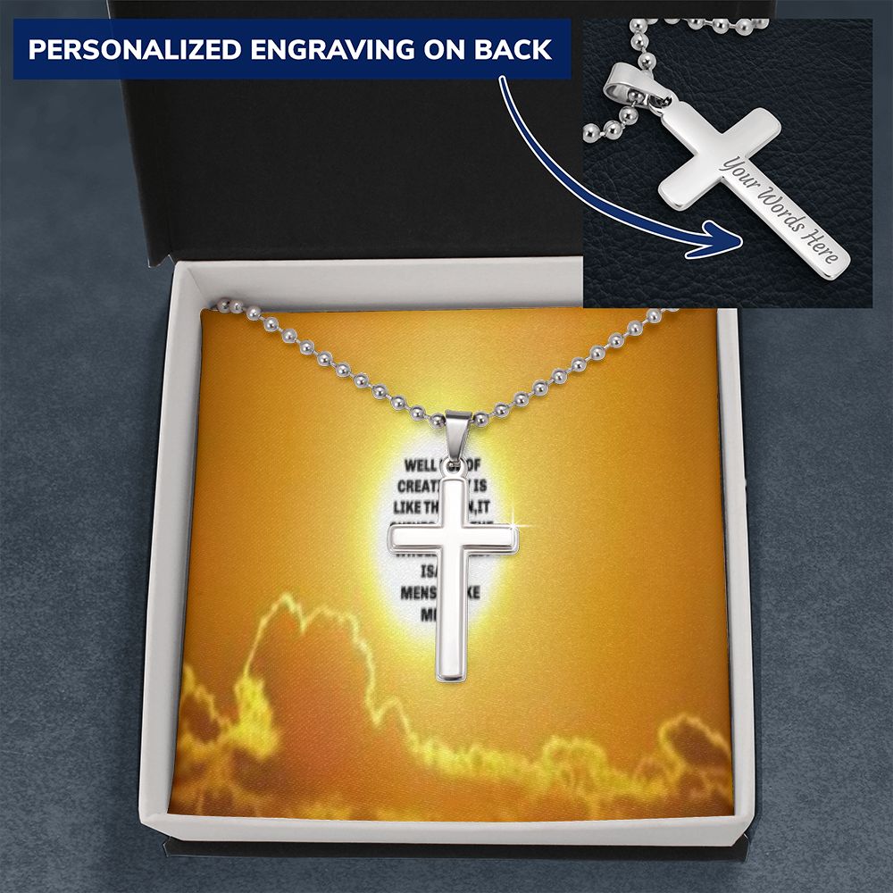 CROSS NECKLACE WITH IKE MENS QUOTE