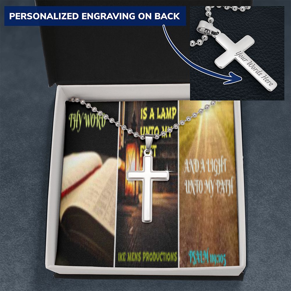 IKE MENS SCRIPTURE COLLAGE CROSS NECKLACE