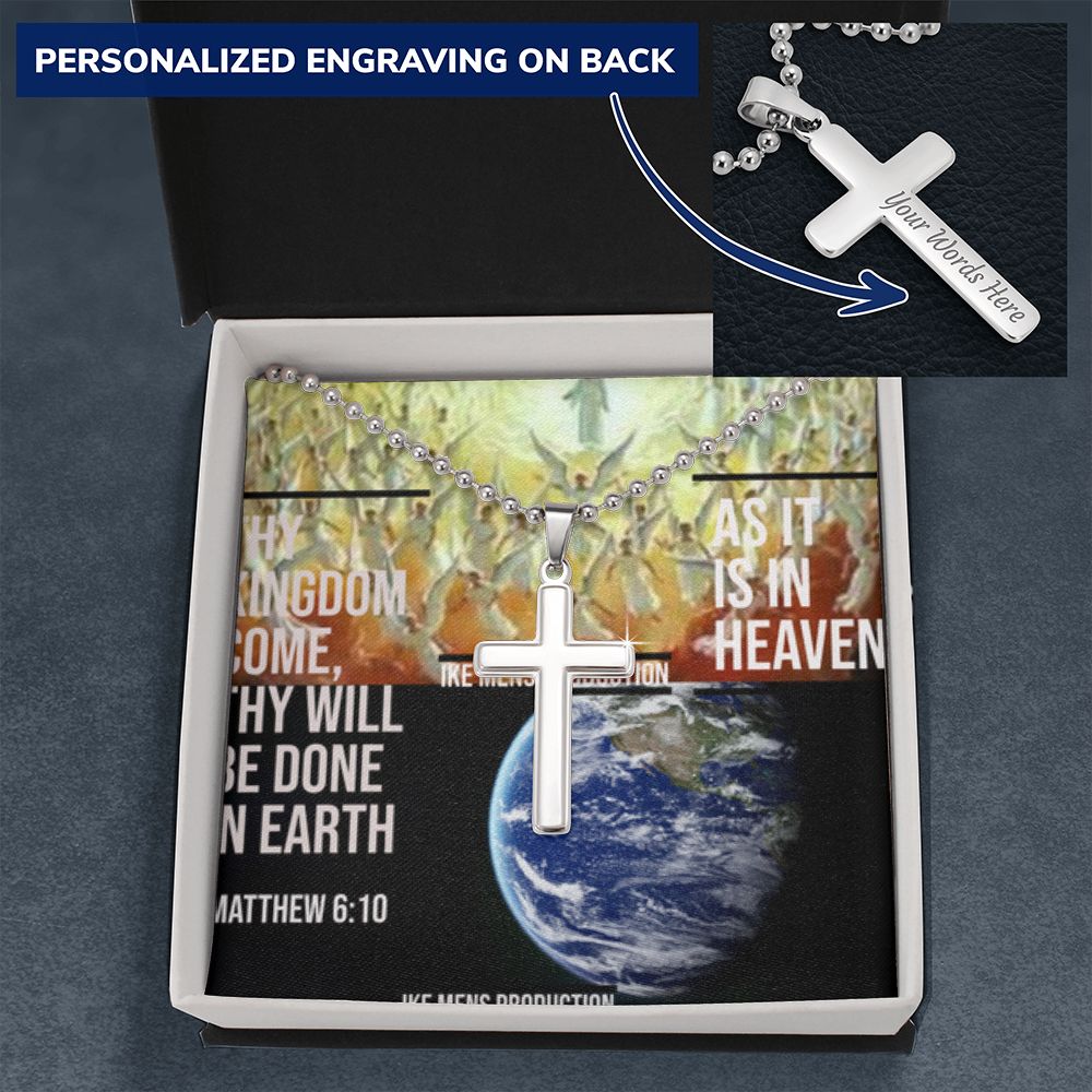 IKE MENS SCRIPTURE COLLAGE CROSS NECKLACE