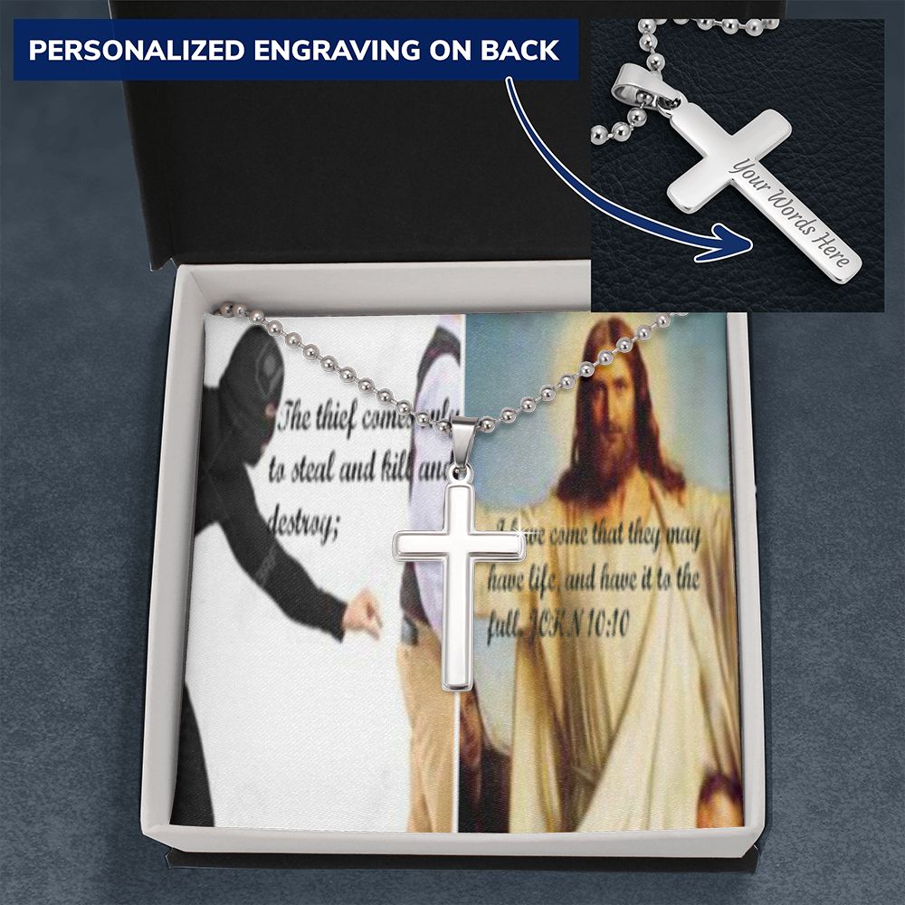 IKE MENS SCRIPTURE COLLAGE CROSS NECKLACE