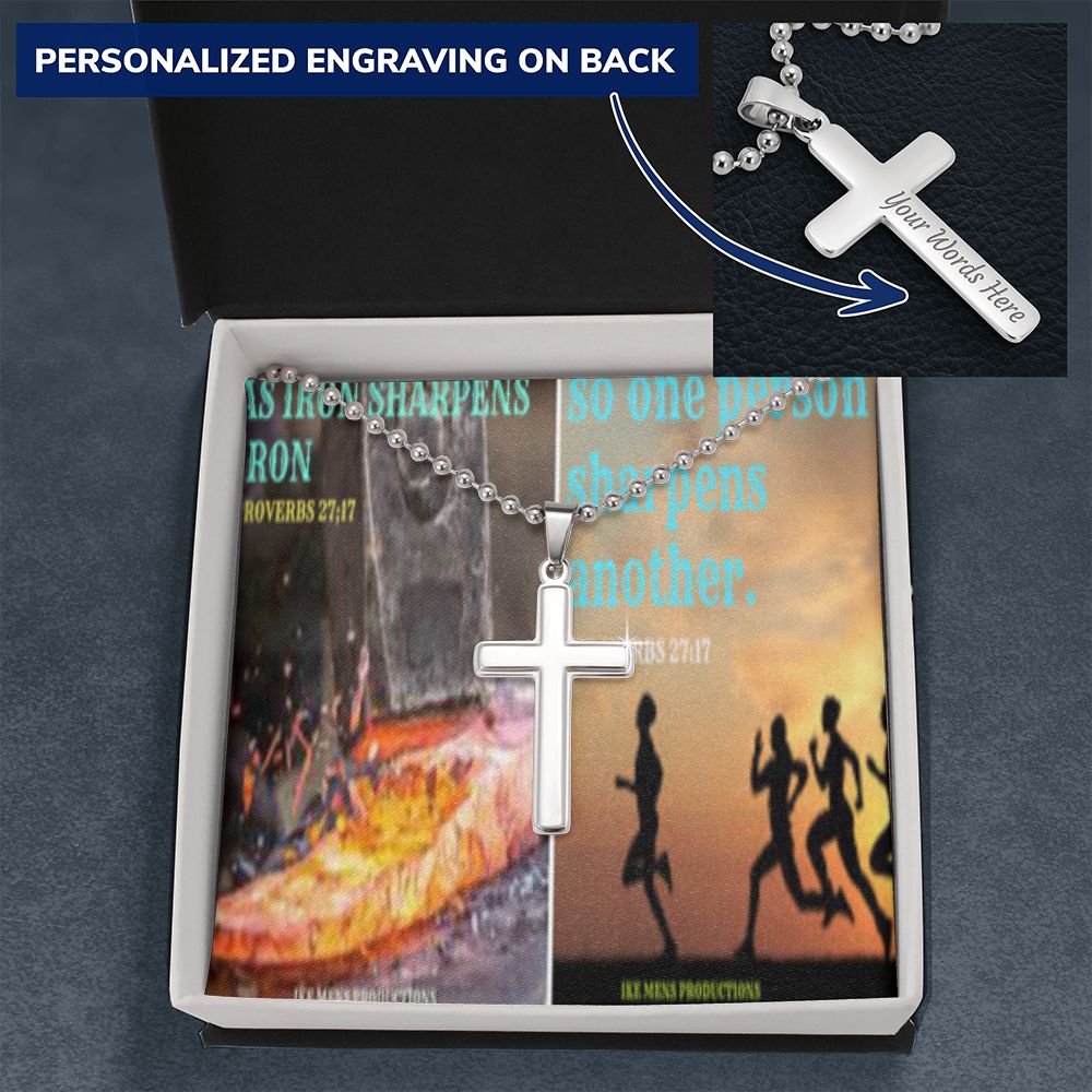 IKE MENS SCRIPTURE COLLAGE CROSS NECKLACE