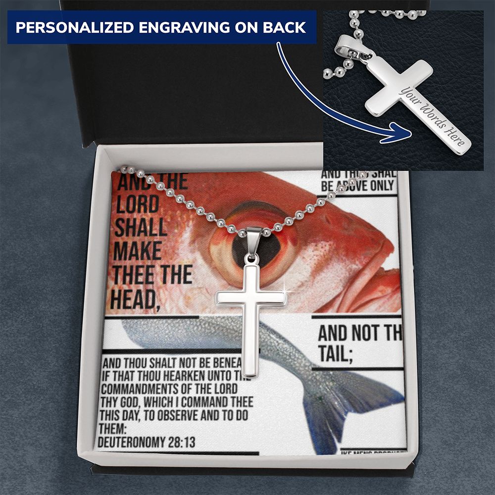 IKE MENS SCRIPTURE COLLAGE CROSS NECKLACE