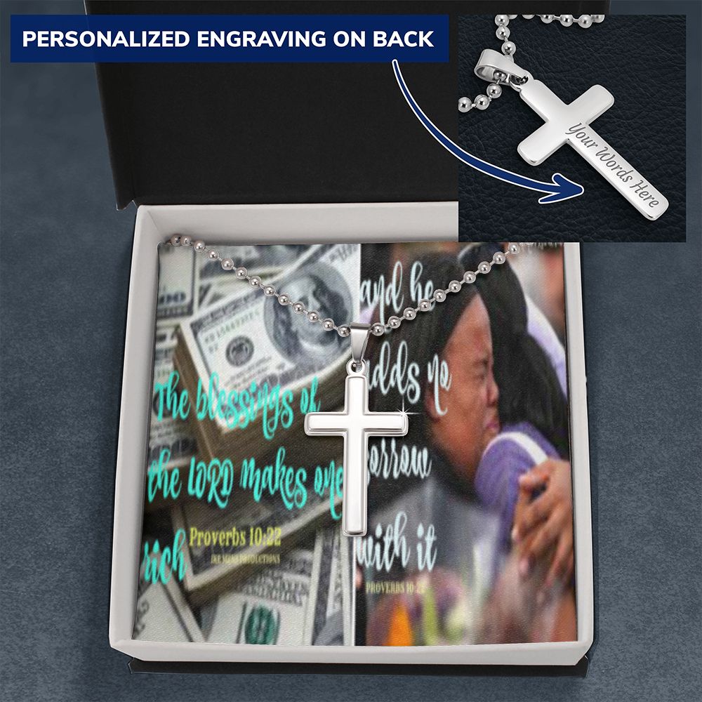 IKE MENS SCRIPTURE COLLAGE CROSS NECKLACE