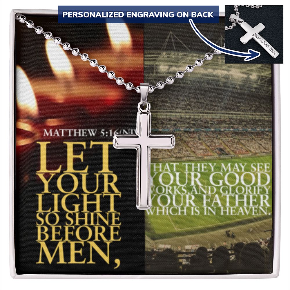 IKE MENS SCRIPTURE COLLAGE CROSS NECKLACE