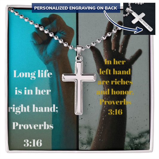 IKE MENS SCRIPTURE COLLAGE CROSS NECKLACE