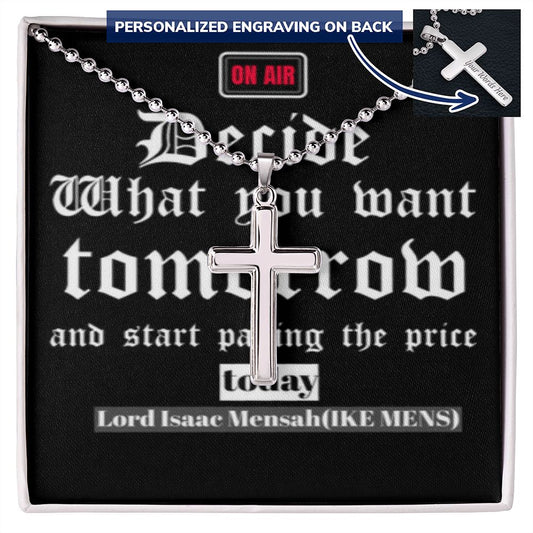 CROSS NECKLACE  WITH IKE MENS QUOTE