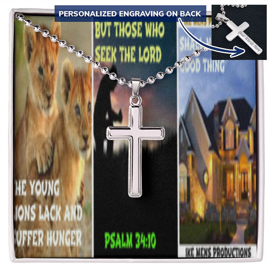 IKE MENS SCRIPTURE COLLAGE CROSS NECKLACE