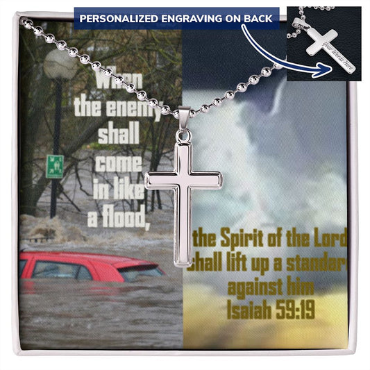 IKE MENS SCRIPTURE COLLAGE CROSS NECKLACE Two