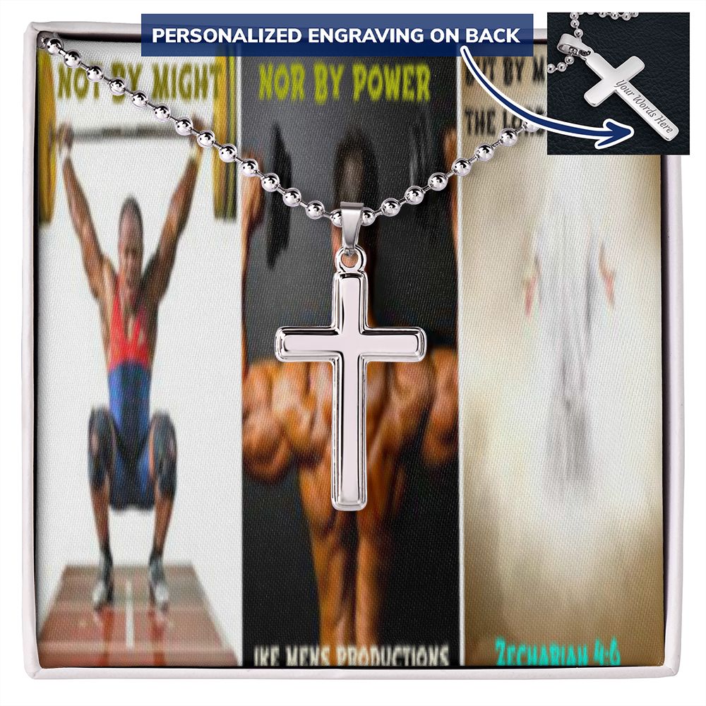 IKE MENS SCRIPTURE COLLAGE CROSS NECKLACE