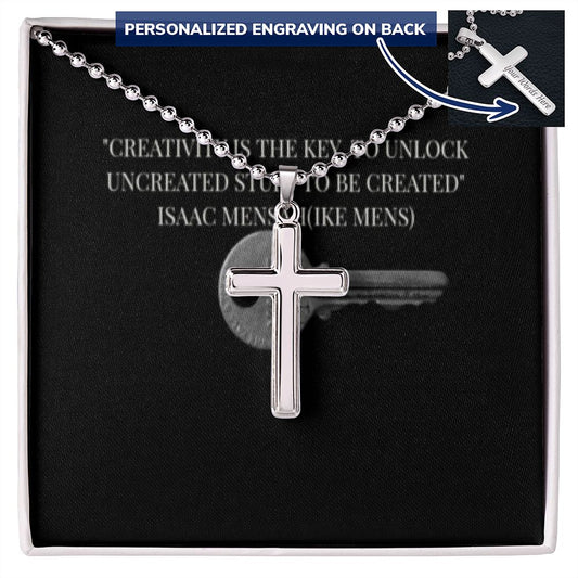 CROSS NECKLACE WITH IKE MENS QUOTE