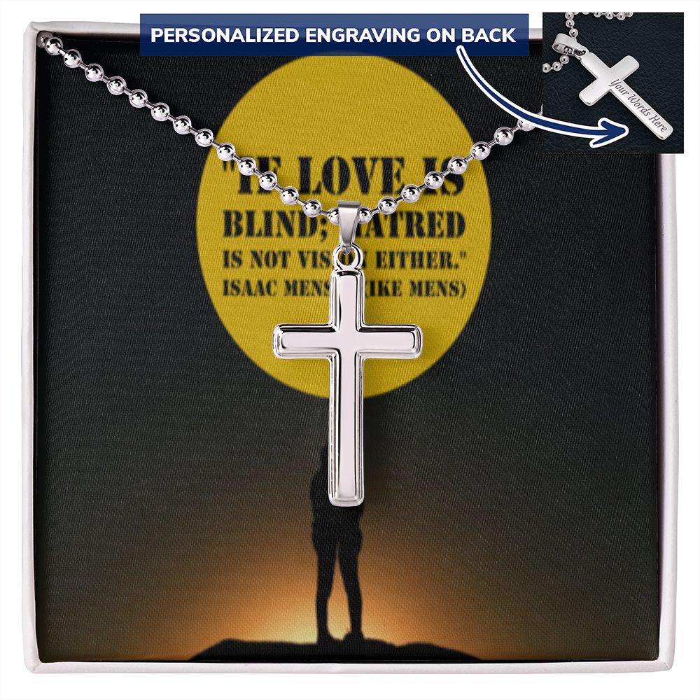 CROSS NECKLACE WITH IKE MENS QUOTE
