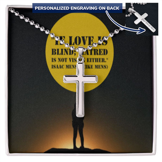 CROSS NECKLACE WITH IKE MENS QUOTE