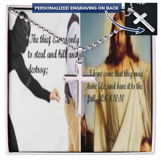 IKE MENS SCRIPTURE COLLAGE CROSS NECKLACE