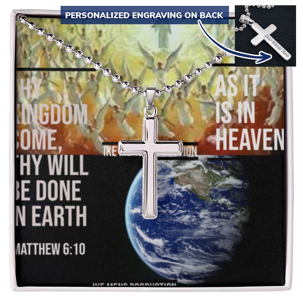 IKE MENS SCRIPTURE COLLAGE CROSS NECKLACE